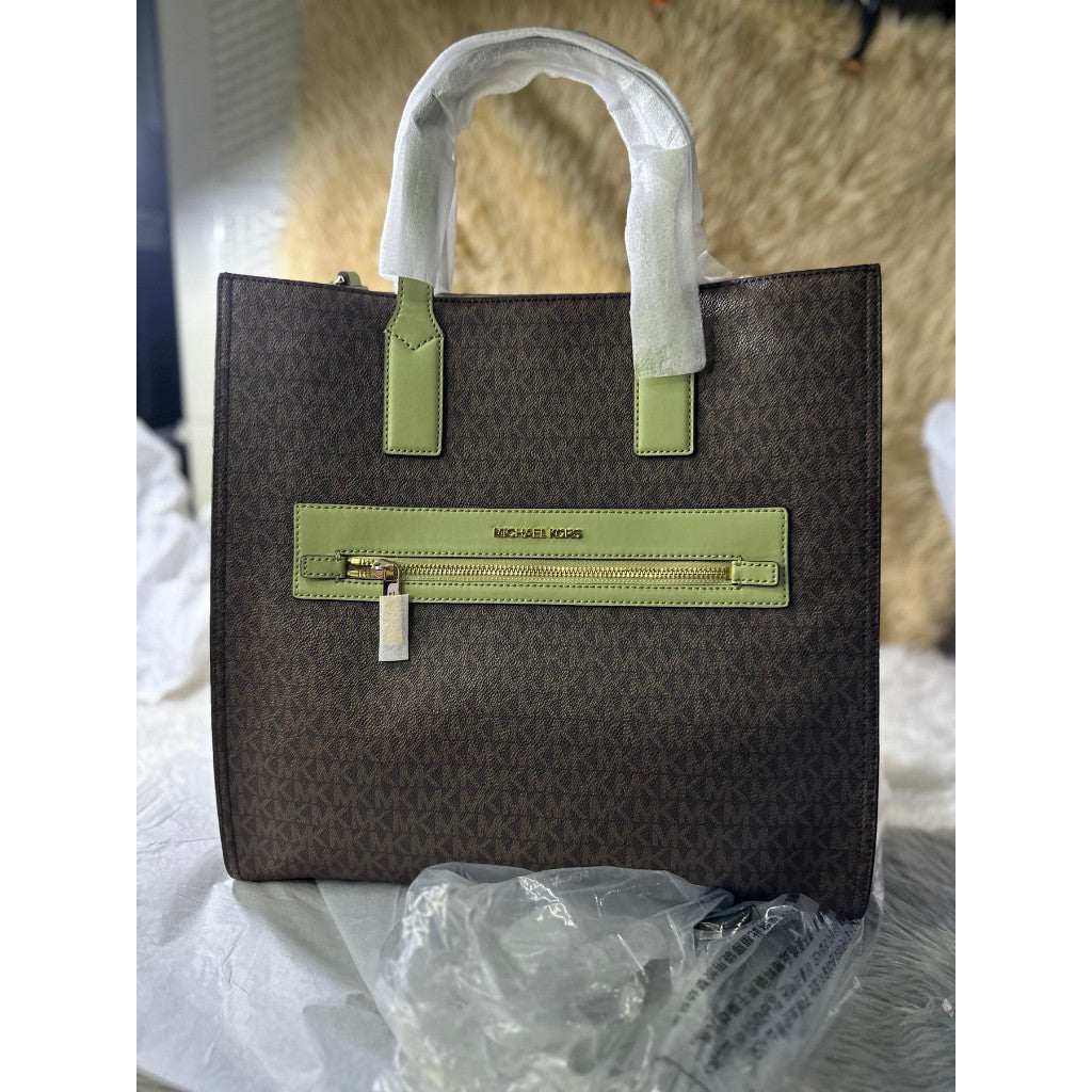 ORIG & IMPORTED MK Kenly Large Tote Bag Brown/Green Laptop Bag