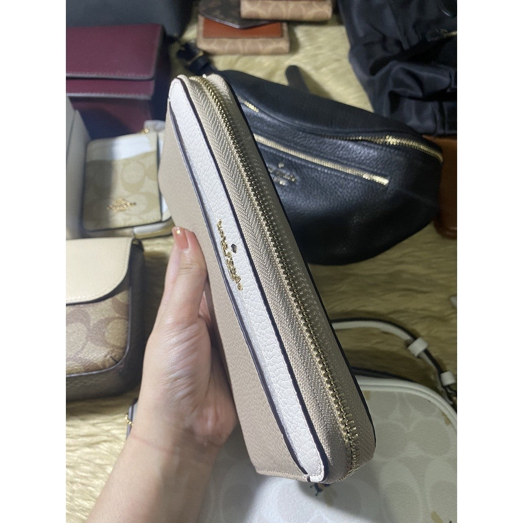 KS leila colorblock large continental long wallet in light sand