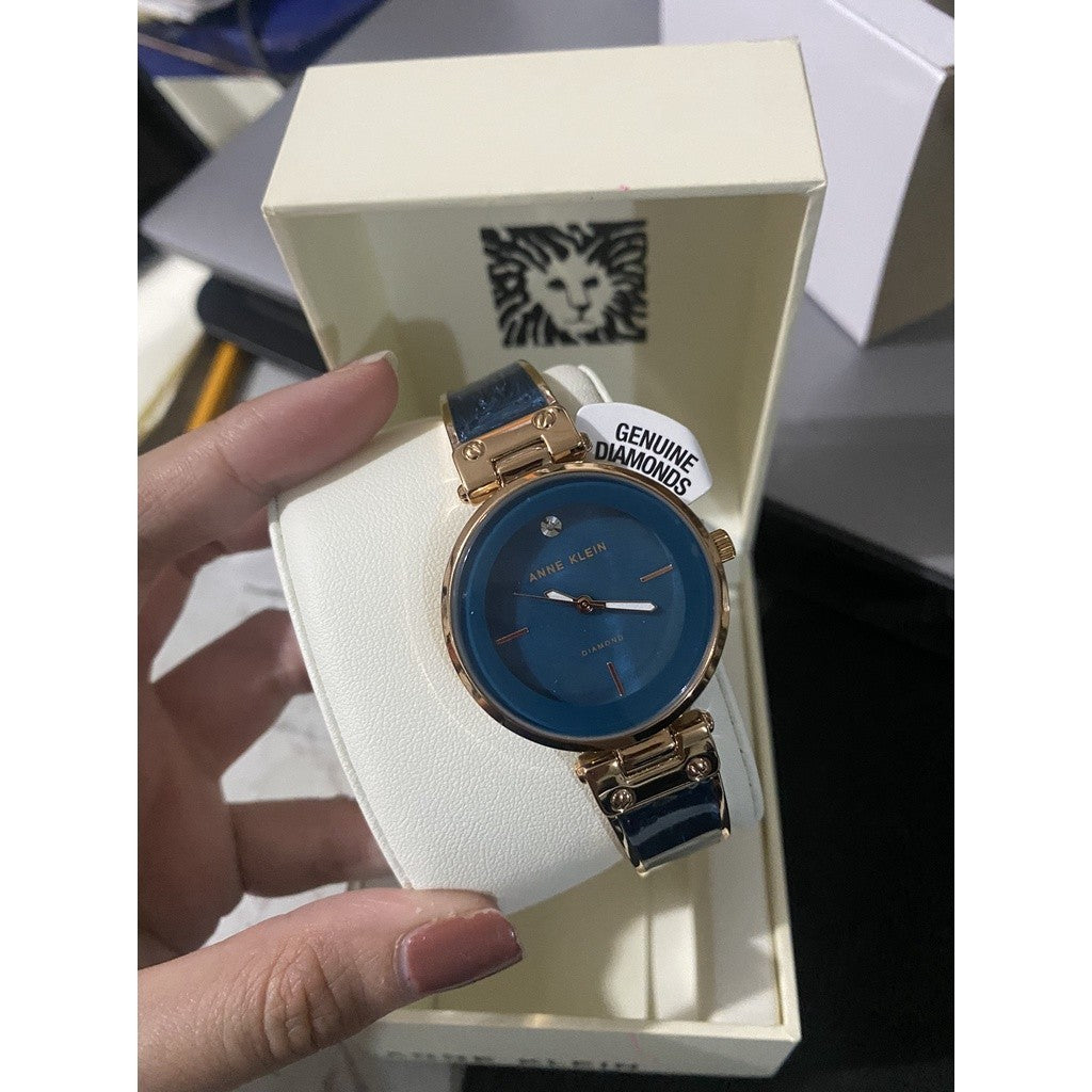 AK Klein Women's Genuine Diamond Dial Bangle Watch AK/2512TERG