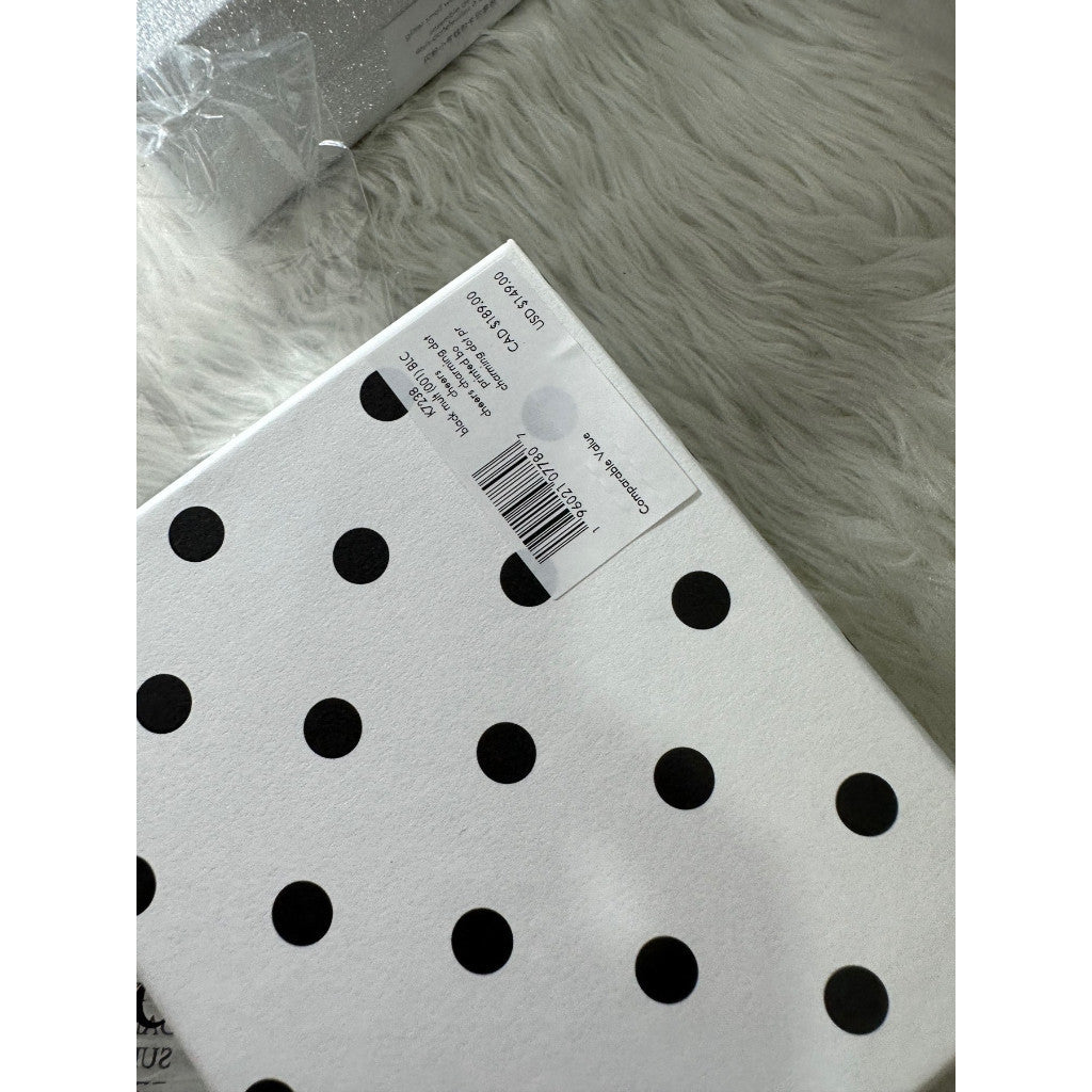 ORIG & IMPORTED KS Cheers Boxed Small Zip Around Card Case Wallet Black Polka