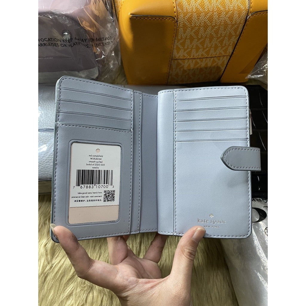 ORIG & IMPORTED KS Natalia Medium Compact Bifold Wallet in Brushed Steel/Blue