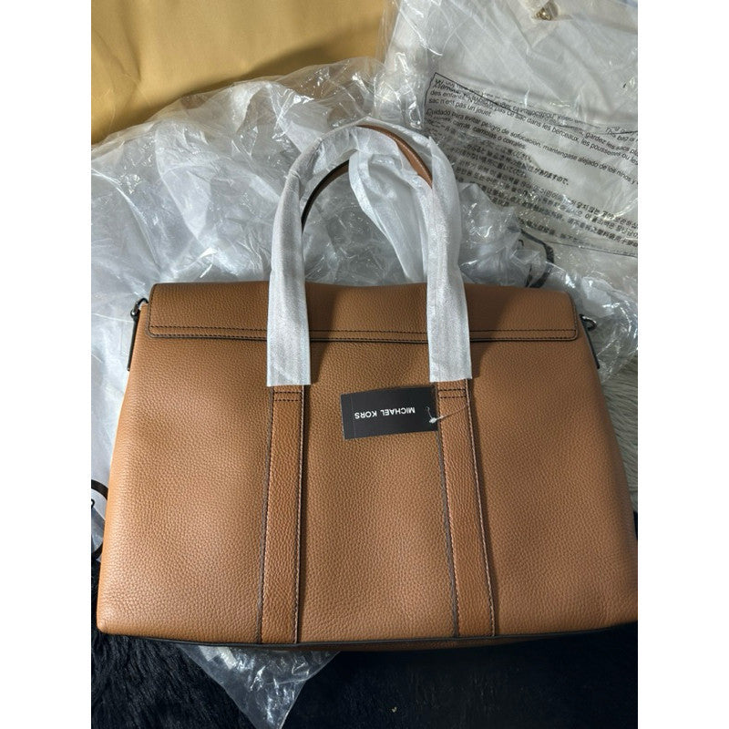 ORIG & IMPORTED MK Cooper Pebbled Leather Briefcase Men's Laptop Bag Brown