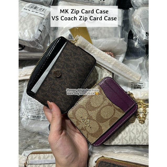 SALE! ORIG & IMPORTED MK Medium Logo Chain Zip Card Case Wallet