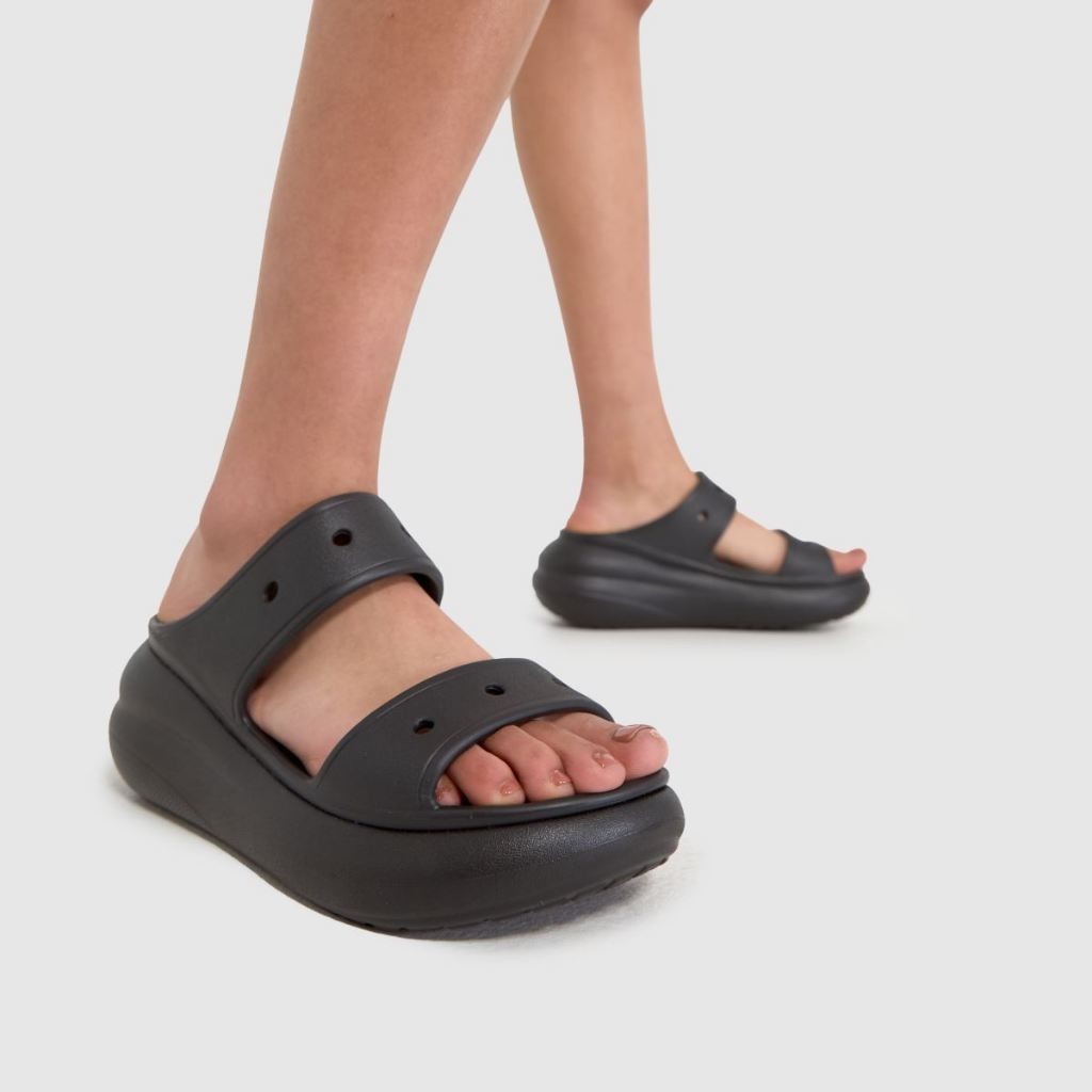 ORIG & IMPORTED CROCS CRUSH WOMEN SANDALS SLIDES IN BLACK