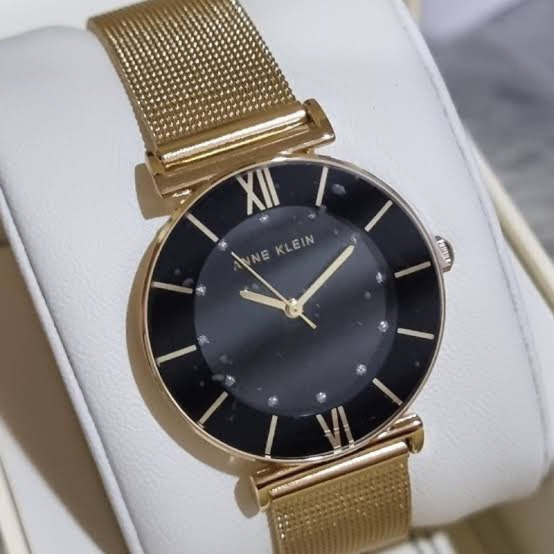 AK Klein Women's AK/3780BKGB Japanese Quartz Dress Watch Gold Stainless Steel Strap