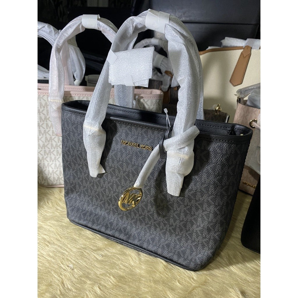 SALE!  MK Jet Set Travel Extra-Small Logo Top-Zip Tote Bag BLACK