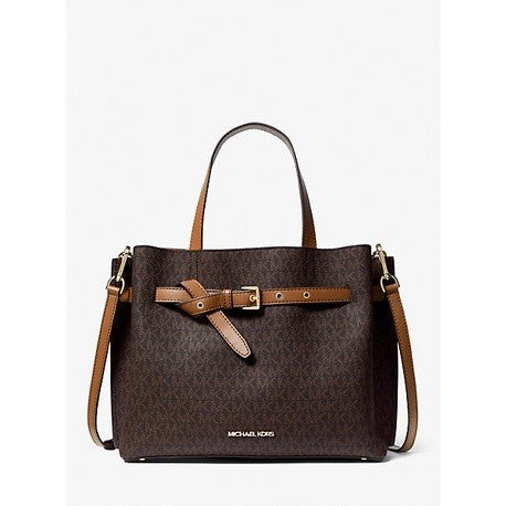 MK Emilia Large Logo Satchel Brown Bag