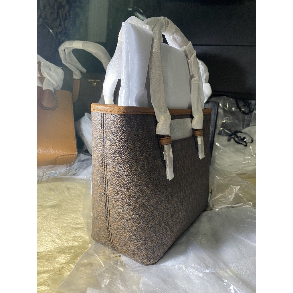 MK Jet Set Travel Extra-Small Logo Top-Zip Tote Bag BROWN