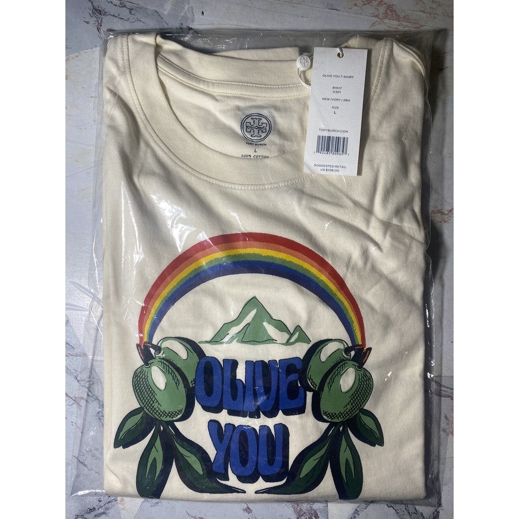 SALE! ❤️ AUTHENTIC/ORIGINAL Tory Burch Retail Olive You T-Shirt in Size Large ONLY