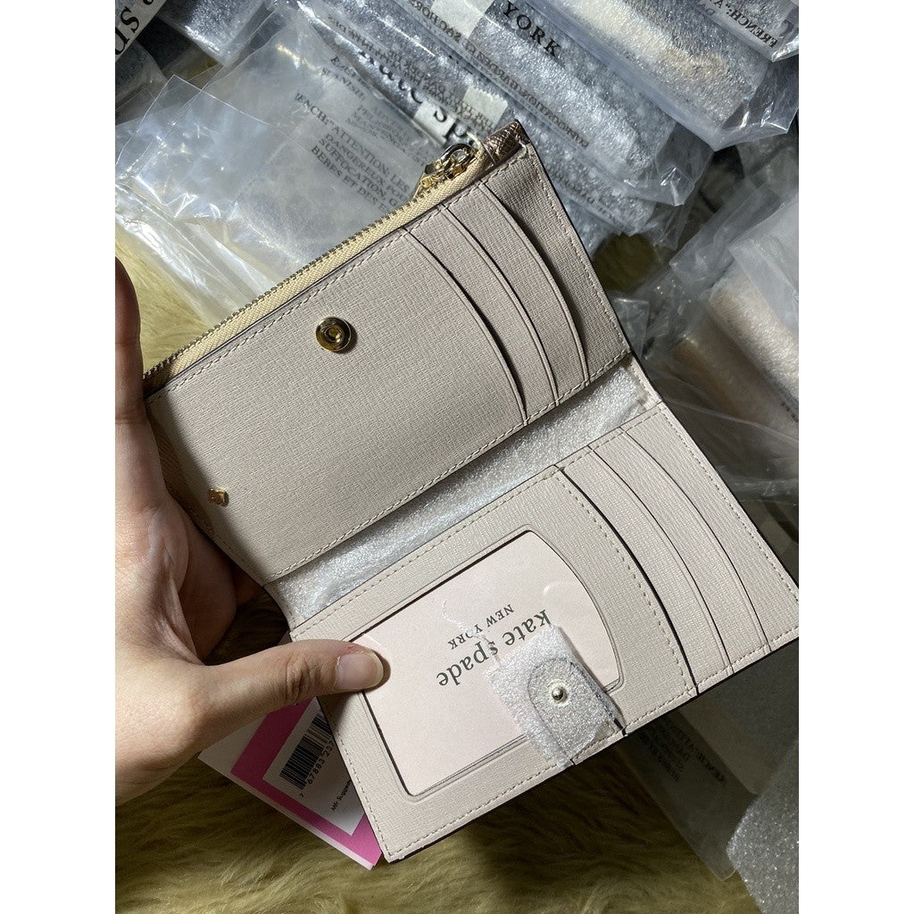 KS spencer metallic small slim bifold wallet in rose gold
