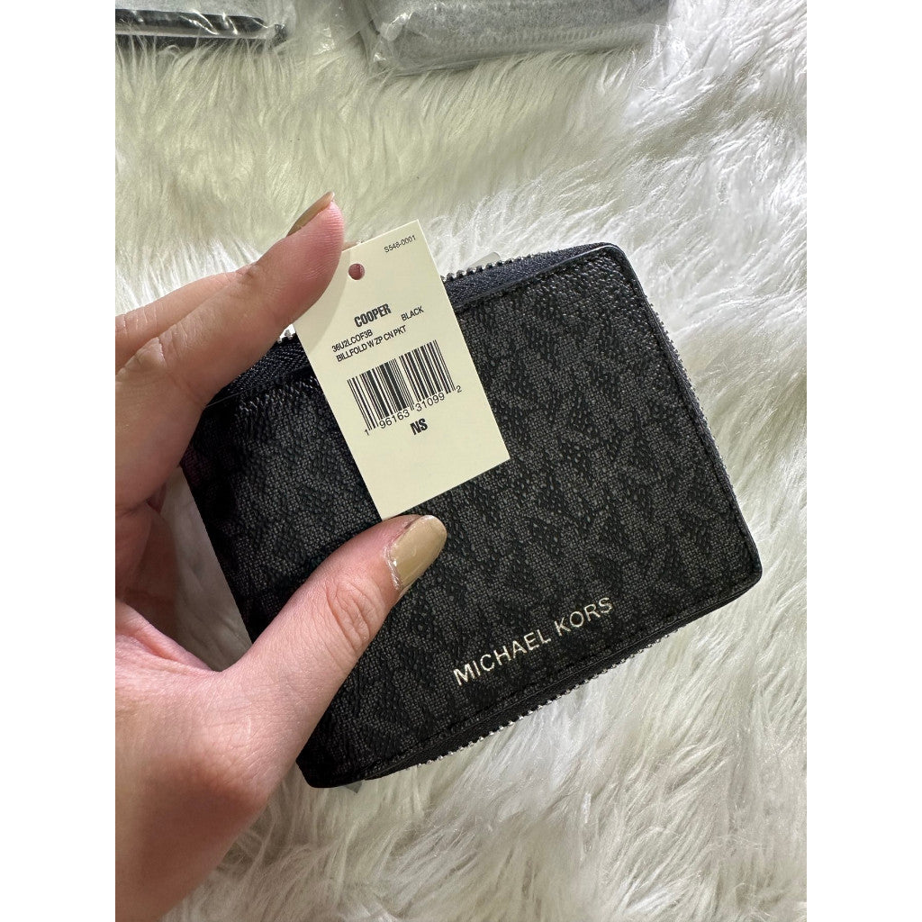 ORIG & IMPORTED MK Cooper Logo Zip-Around Small Coin Men's Wallet Black