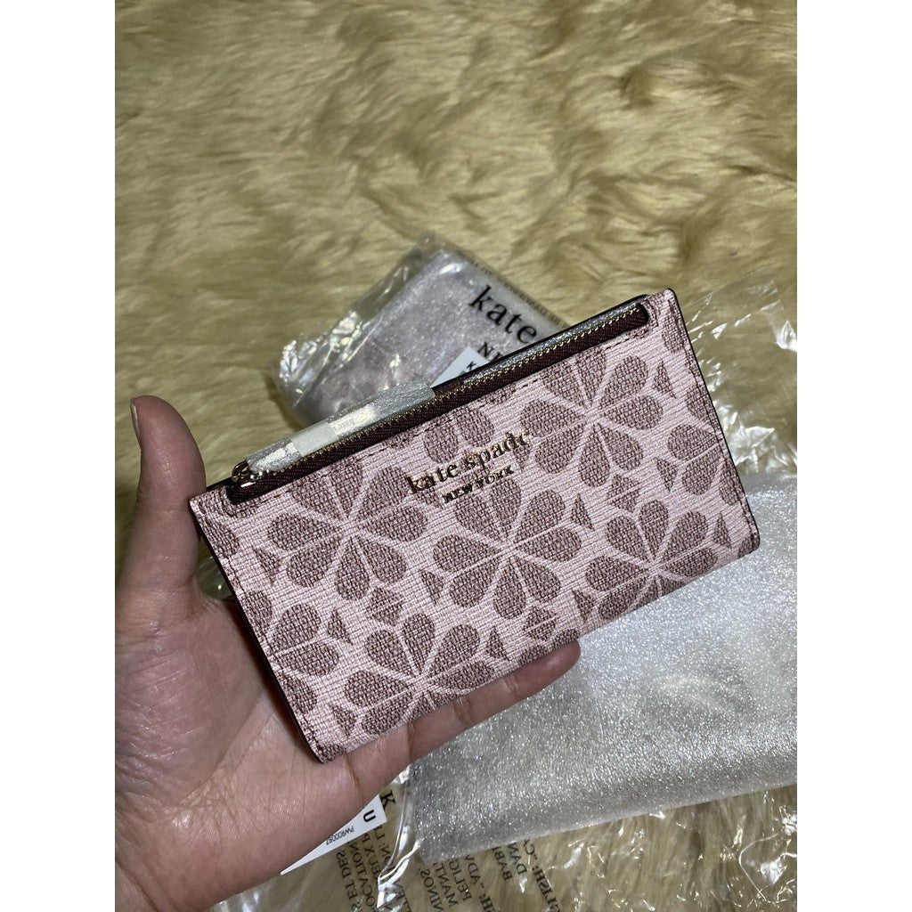 KS flower coated canvas small slim bifold wallet