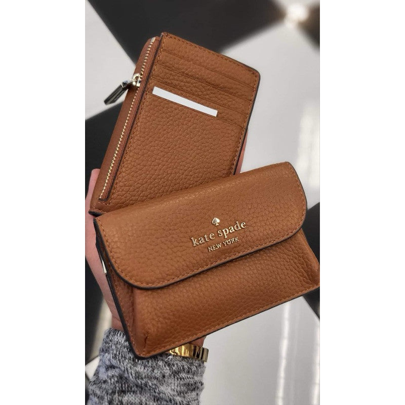ORIG & IMPORTED KS Dumpling Small Flap Card Holder Wallet Black Brown