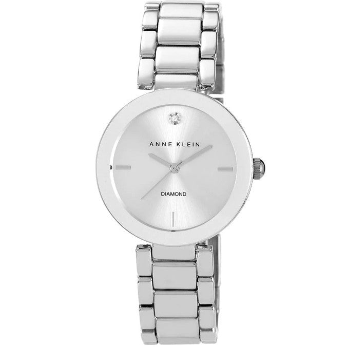 ORIG & IMPORTED AK Klein Women's AK/1363SVSV Diamond Dial Silver-Tone Bracelet Watch