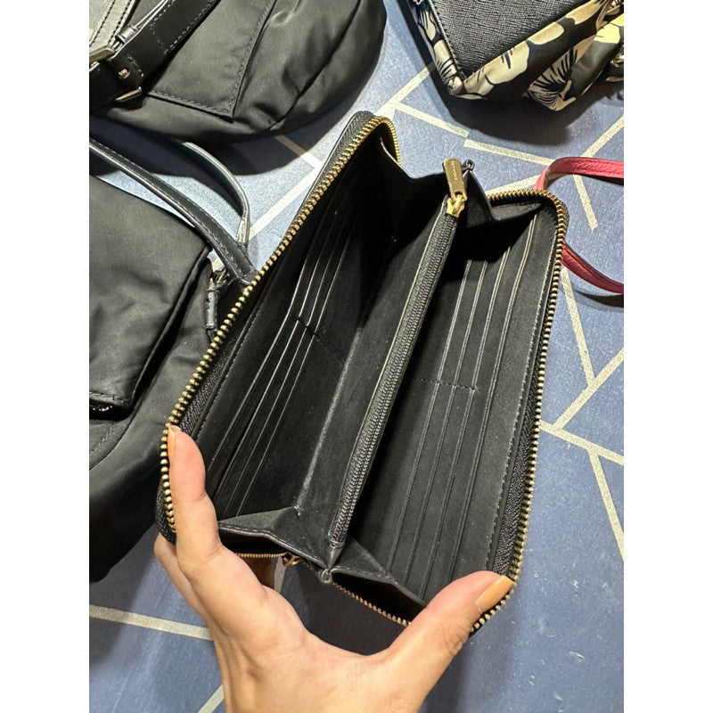 ORIG PRELOVED  CCH Long Zip Around Wallet In Signature Canvas Dark Brown