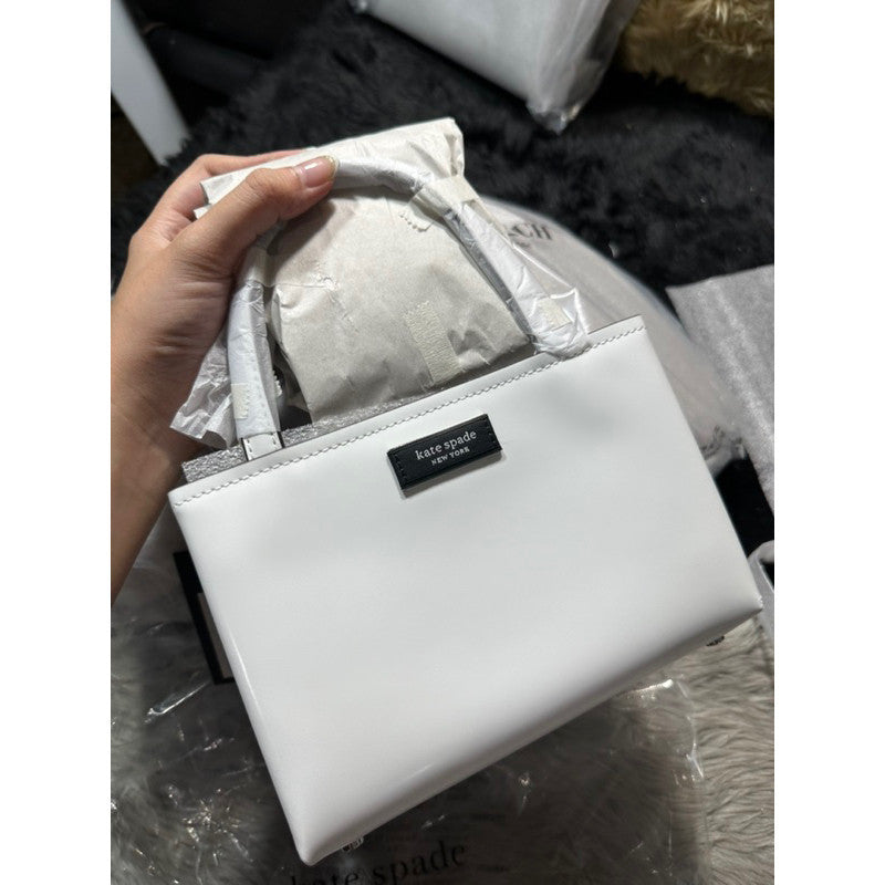 SALE! ❤️ ORIG & IMPORTED KS Retail Sam Icon Leather Mini Tote Bag in TRUE WHITE