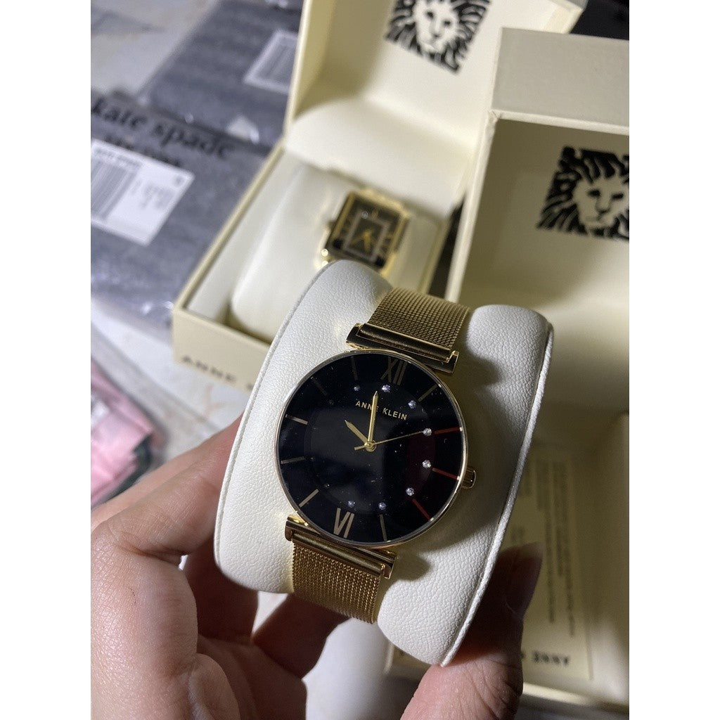 AK Klein Women's AK/3780BKGB Japanese Quartz Dress Watch Gold Stainless Steel Strap