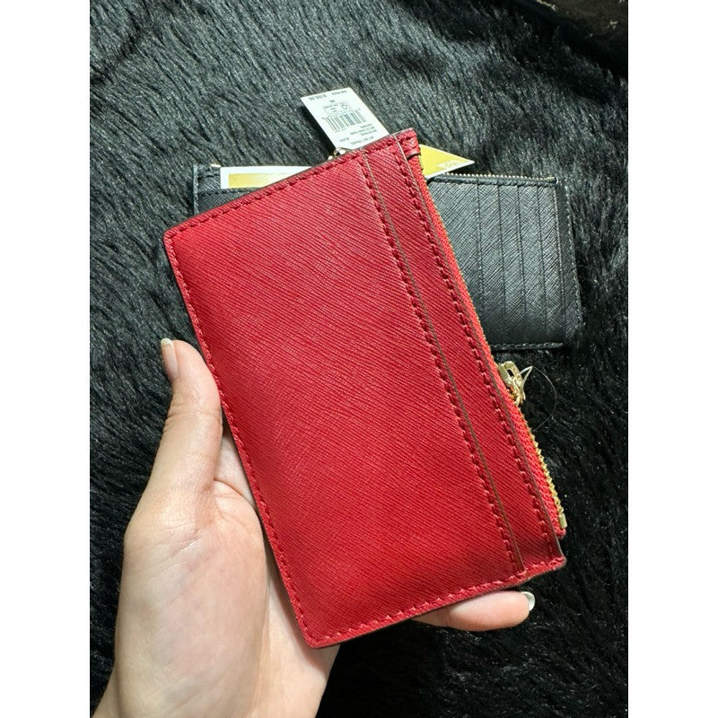 ORIG & IMPORTED MK Jet Set Zip Card Case Holder Wallet Coin Red/Black