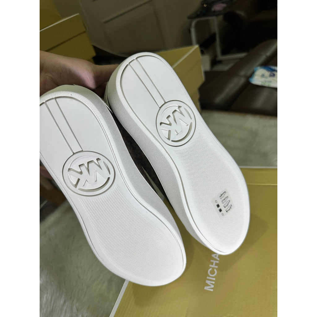 SALE! AUTHENTIC/ORIGINAL Michael K0rs MK Poppy Color-Block Logo Vanilla Brown Sneaker Shoes