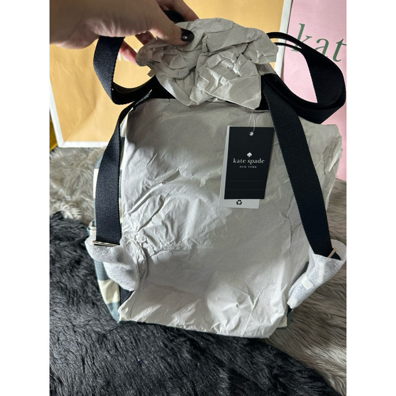 ORIG & IMPORTED KS Chelsea Medium Backpack Nylon Bag in Black Multi Stripes