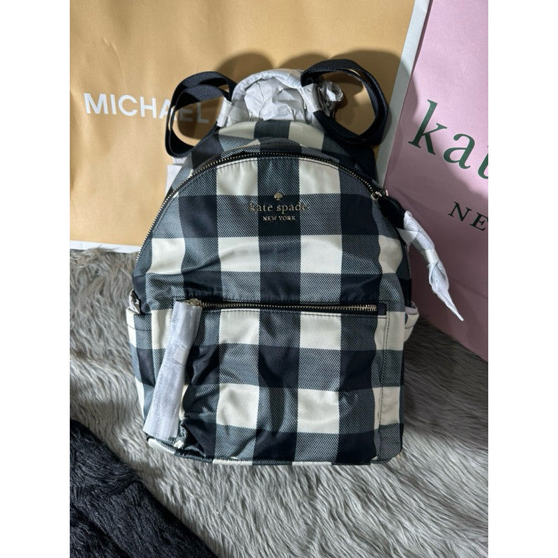 ORIG & IMPORTED KS Chelsea Medium Backpack Nylon Bag in Black Multi Stripes