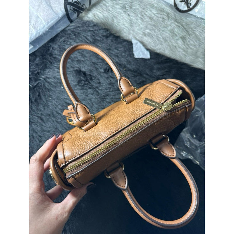 ORIG & IMPORTED MK Carine Leather Extra Small Mini Satchel Bag in Brown