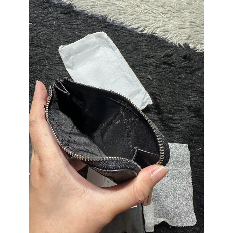 ORIG & IMPORTED MK Logo L-Zip Zip Around Card Slim Men's Wallet in Signature Black