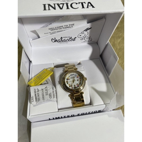 Invicta Character Collection GOLD Snoopy Women's Watch w/Mother of Pearl Dial - 40mm