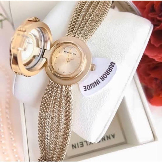 ORIG & IMPORTED AK Klein Women's AK/1046CHCV with Mirror Premium Crystal-Accented Watch