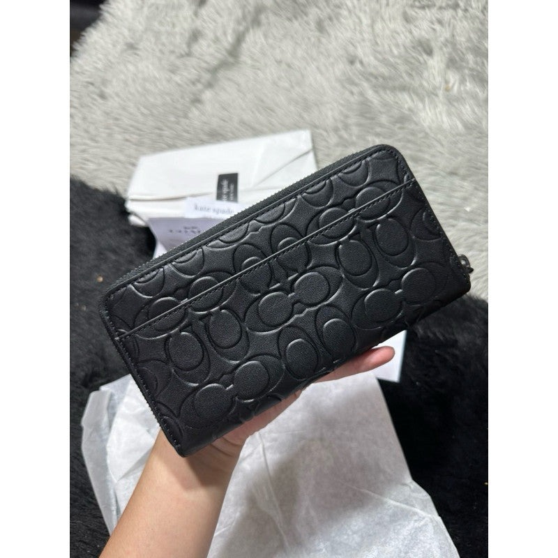 ORIG & IMPORTED CCH Accordion In Signature Leather Long Men's Wallet Black Embossed