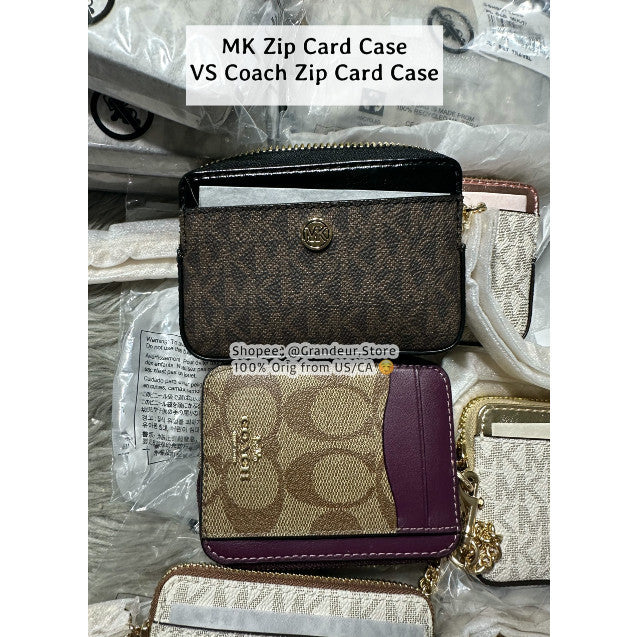 SALE! ORIG & IMPORTED MK Medium Logo Chain Zip Card Case Wallet