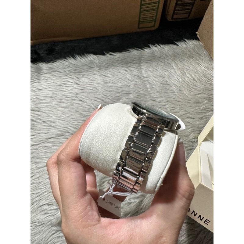 ORIG & IMPORTED AK Klein Women's AK/1363SVSV Diamond Dial Silver-Tone Bracelet Watch