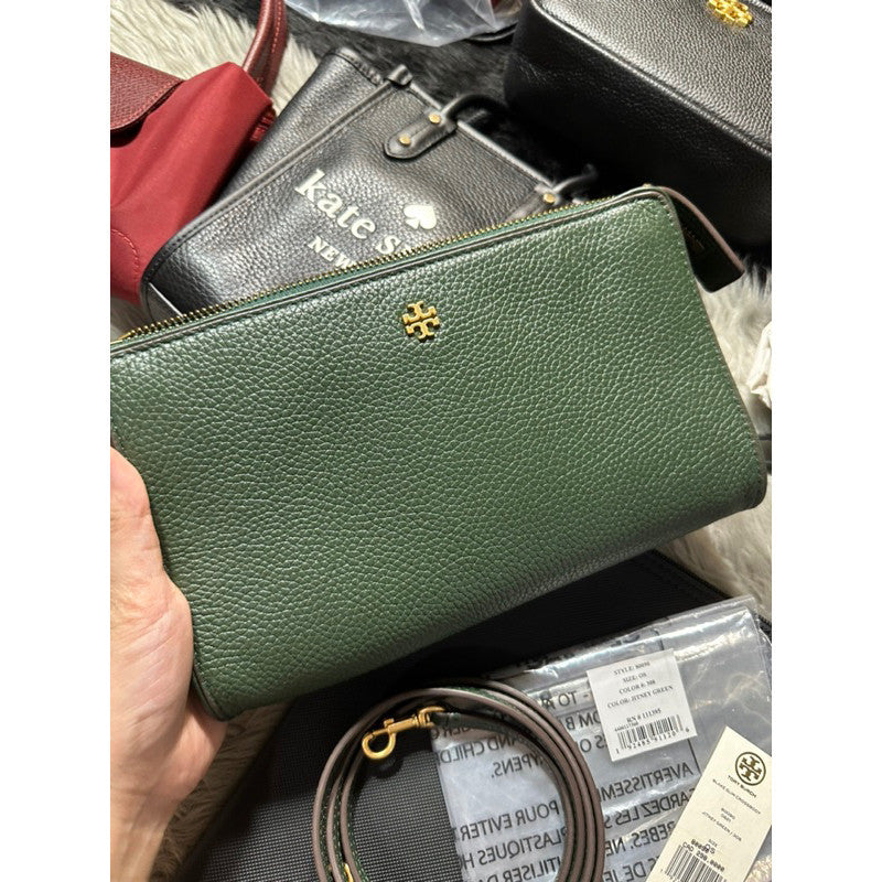 SALE! ORIG PRELOVED TB Blake Double Zip Slim Crossbody Bag Jitney Green