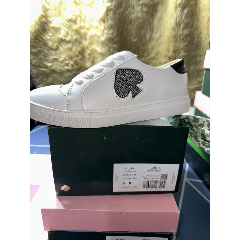 AUTHENTIC/ORIGINAL KateSpade KS Fez Glitz Sneakers White Women Shoes