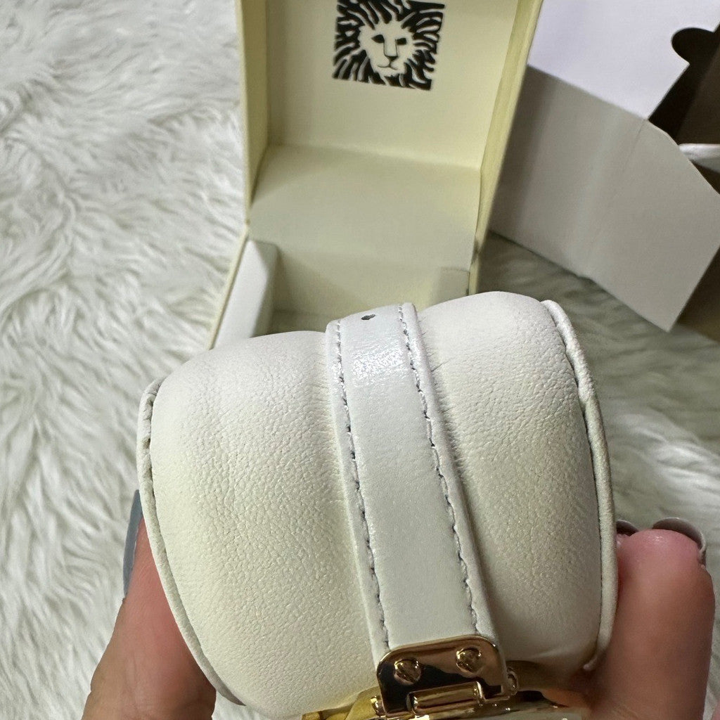 ORIG & IMPORTED AK Klein Women's 10-9168WTWT Gold-Tone and White Leather Strap Watch