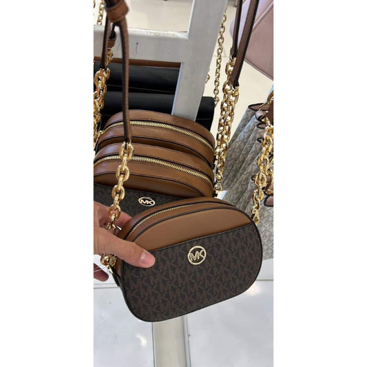 ORIG & IMPORTED MK Jet Set Glam Small Oval Crossbody Mini Bag Brown