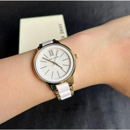 ORIG & IMPORTED AK Klein Women's AK/1412IVGB Gold-Tone and Ivory Resin Bracelet Watch