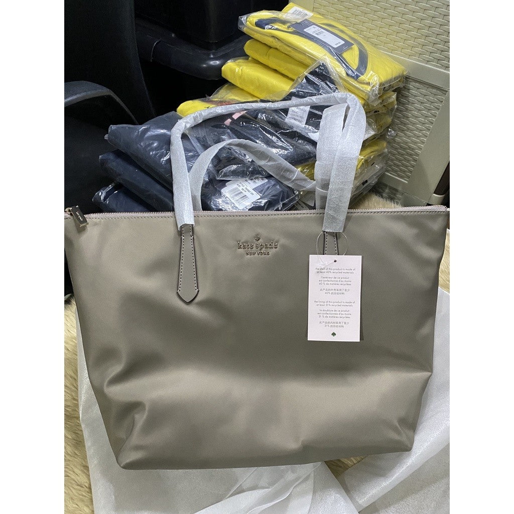ORIG & IMPORTED KS Kitt Large Tote Nylon Bag in Brown/Taupe