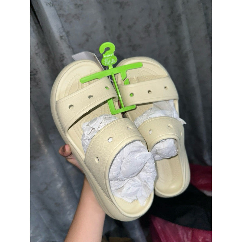 ORIG & IMPORTED CROCS CRUSH WOMEN SANDALS SLIDES IN BONE / BEIGE
