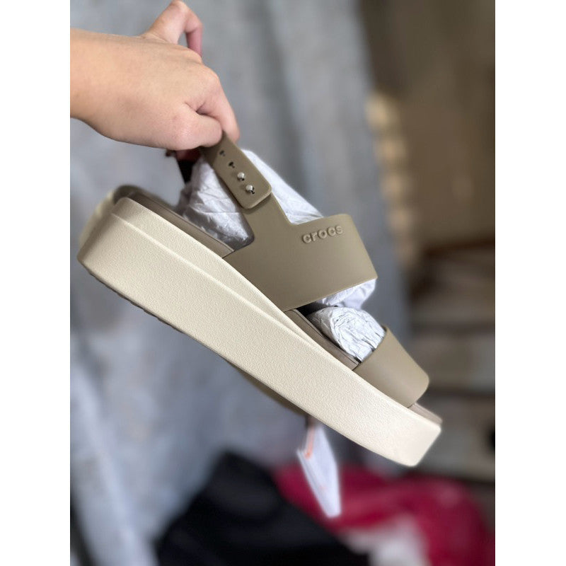 ORIG & IMPORTED Crocs Women’s Brooklyn Low Wedge Sandals in Khaki/Bone