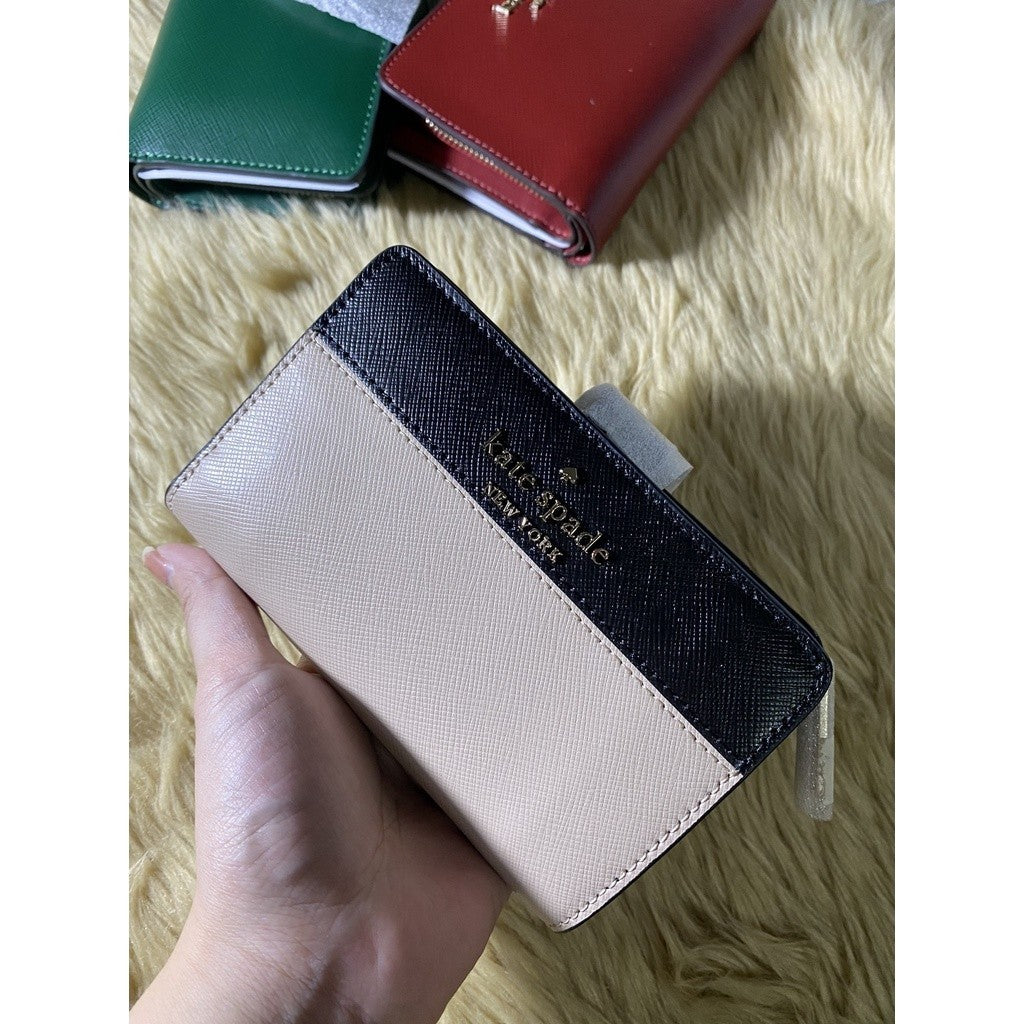 ORIG & IMPORTED KS Staci Medium Compact Bifold Wallet in WARM BEIGE MULTI