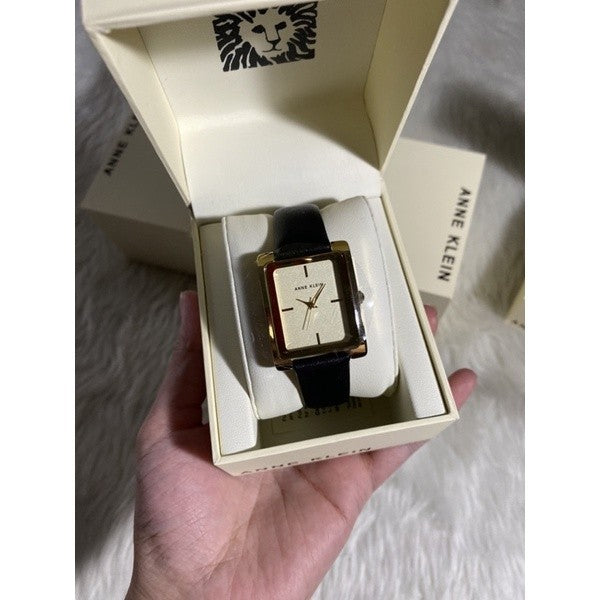 AK Klein Women's Leather Strap Watch, AK/2706CHBK BLACK/GOLD
