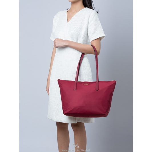 SALE! ORIG & IMPORTED KS Kitt Nylon Large Tote Bag in RED SANGRIA