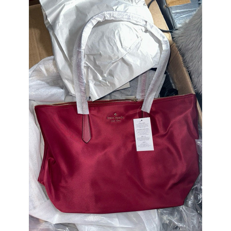 SALE! ORIG & IMPORTED KS Kitt Nylon Large Tote Bag in RED SANGRIA