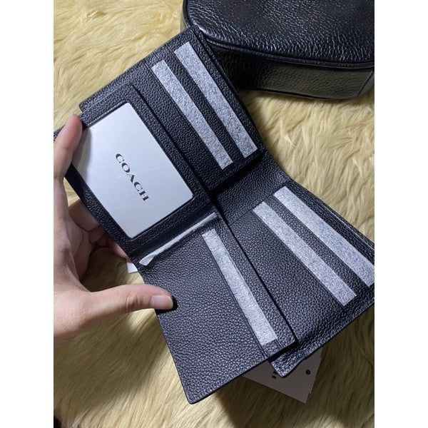 ORIG & IMPORTED CCH 3-IN-1 COMPACT BLACK WALLET FOR MEN (With Insert) CALF LEATHER