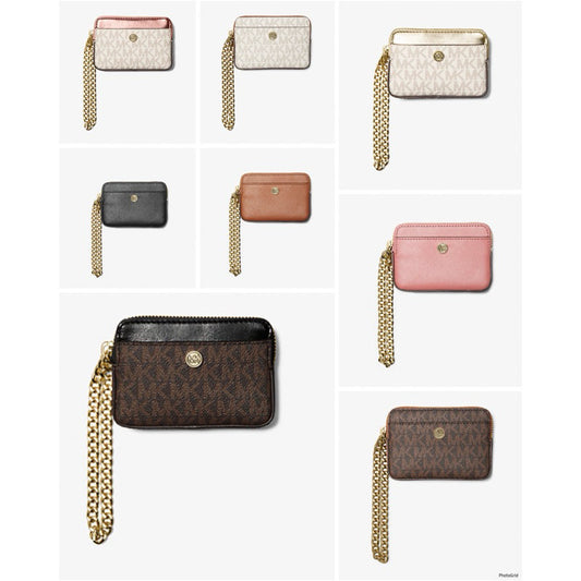 SALE! ORIG & IMPORTED MK Medium Logo Chain Zip Card Case Wallet