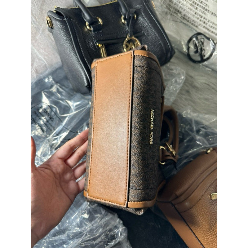 ORIG & IMPORTED MK Carine Signature Leather Extra Small Mini Satchel Bag in MonoBrow