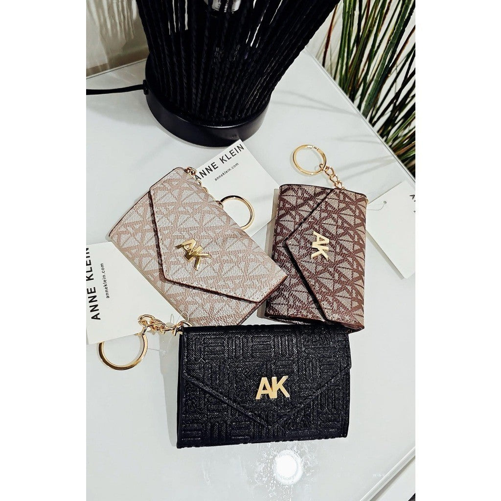 SALE! ❤️ ORIG & IMPORTED AK Klein Logo Flap Card Case Wallet With Key Ring