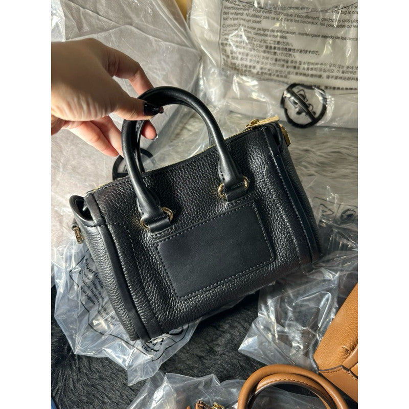 ORIG & IMPORTED MK Carine Leather Extra Small Mini Satchel Bag in Black