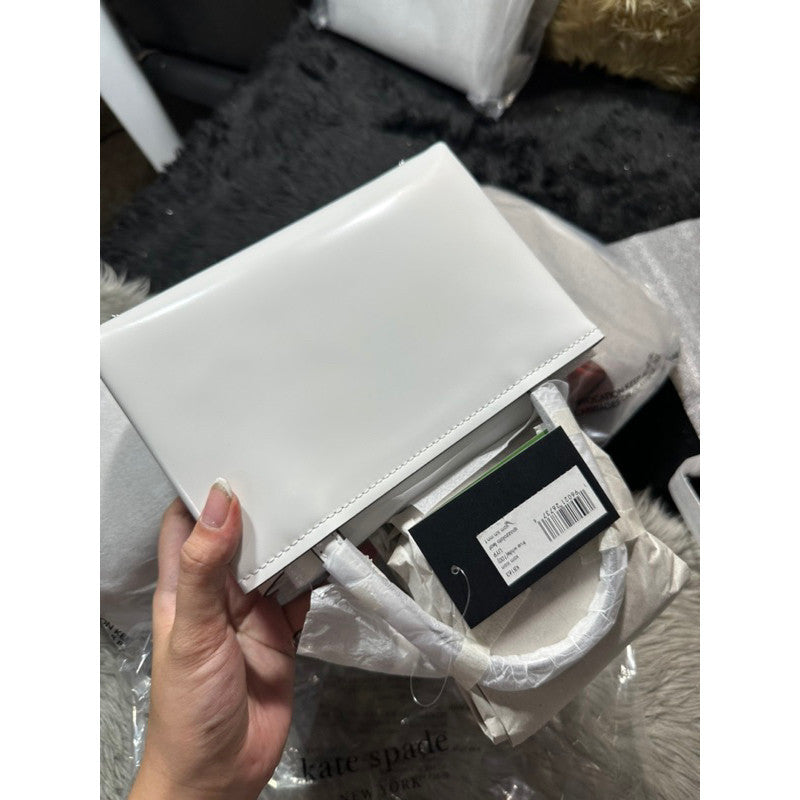 SALE! ❤️ ORIG & IMPORTED KS Retail Sam Icon Leather Mini Tote Bag in TRUE WHITE